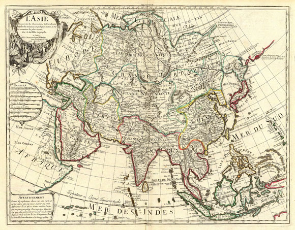 Старинная карта Азии (1700)