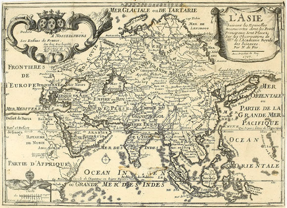 Старинная карта Азии (1717)
