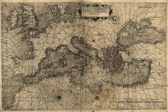 Старинная карта Европы от Антонио Лафрери (1572)