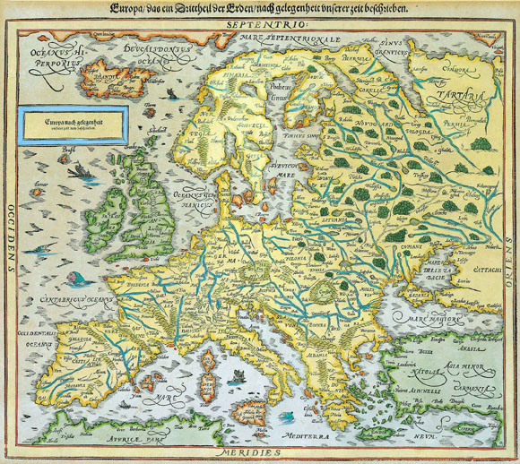 Древняя карта Европы (1595)