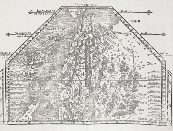 Старинная карта Скандинавии (1567)