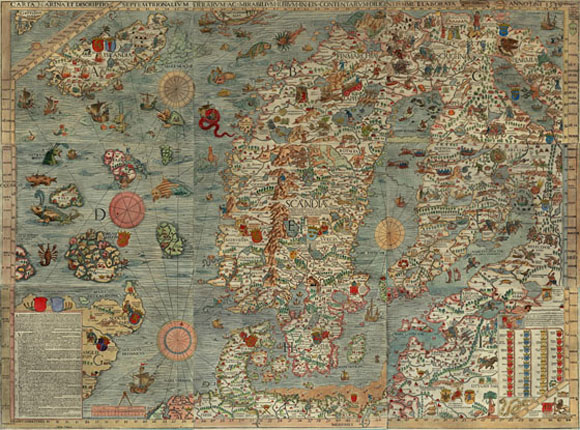 Древняя карта Северной Европы (1539)