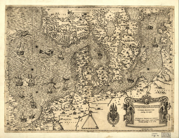 Старинная карта Дании (1558)