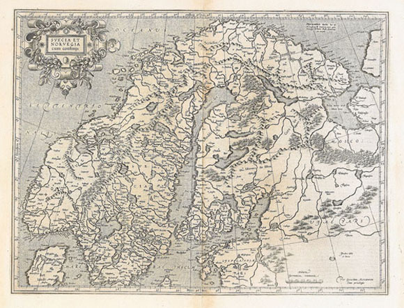 Старая карта Северной Европы (1595)