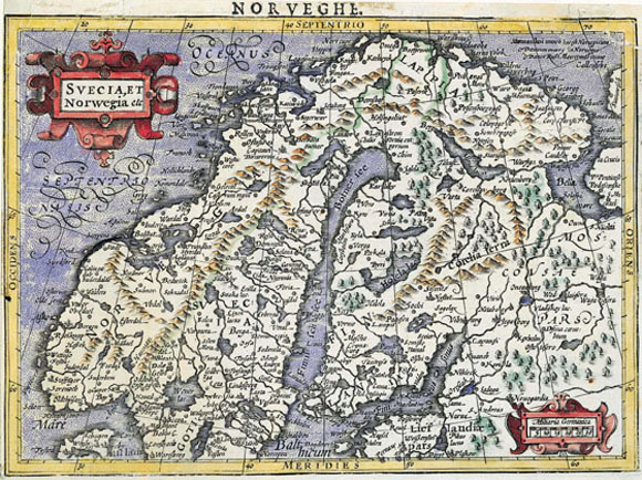 Древняя карта Скандинавии (1607)