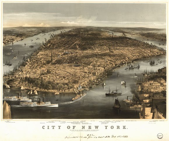 Старинная карта города Нью-Йорк (1856)