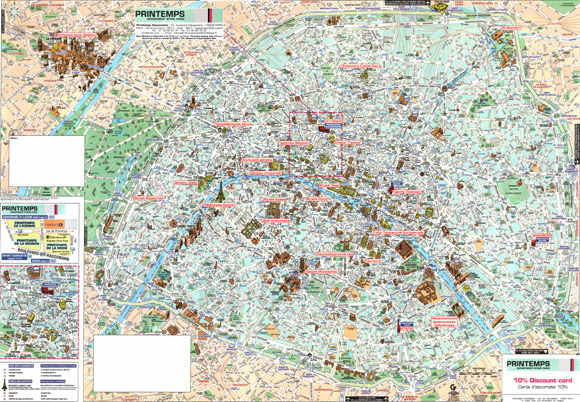 Туристическая план-карта города Париж (Франция)