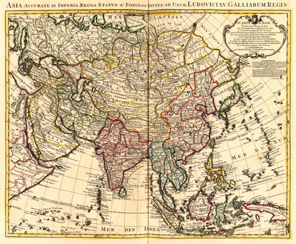Старинная карта Азии (1742)