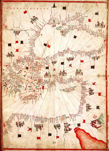 Старинная карта Чёрного Моря (1580)
