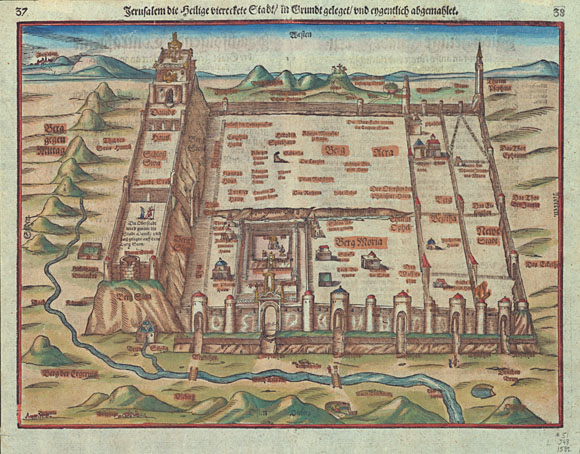 Древний план-карта города Иерусалим (1582)
