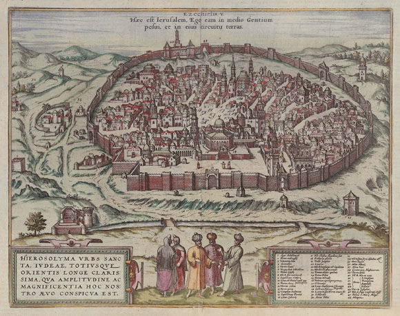Старый план-карта города Иерусалим (1590)