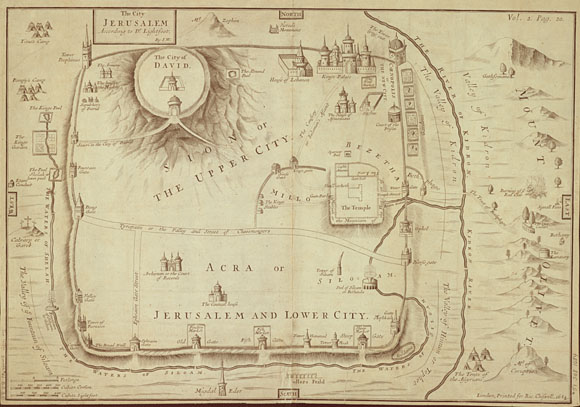 Старинный план-карта города Иерусалим (1684)