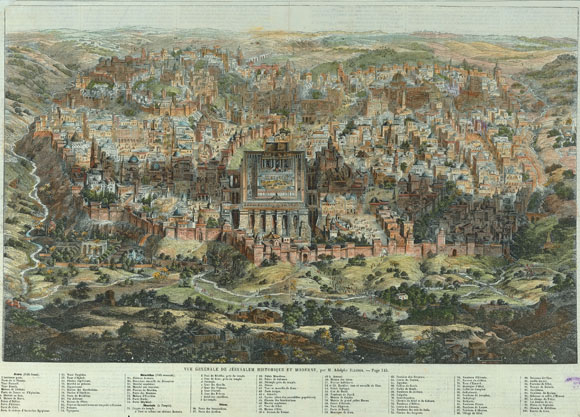 Старинная план-карта города Иерусалим (1862)