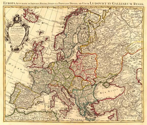 Дореволюционная карта Европы (1742)