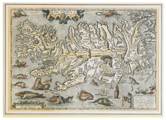 Старинная карта Исландии (1592)