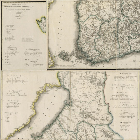 Старинная карта Княжества Финляндского (1825) 2 листа