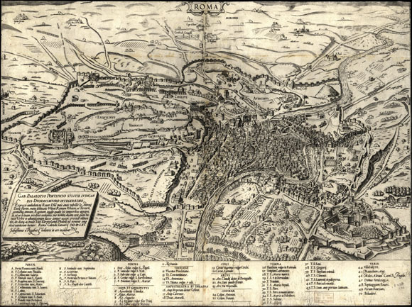 Старинный план-карта города Рим (1561)