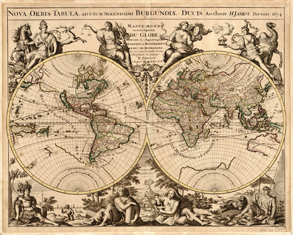 Старинная карта всего мира (1632)