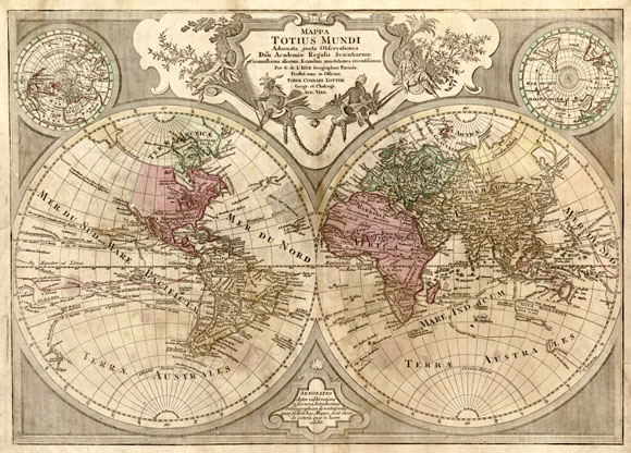 Винтажная карта мира (1675)