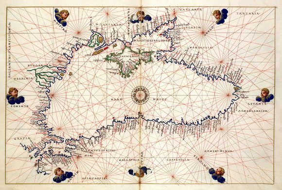 Старинная карта Чёрного моря (1544)