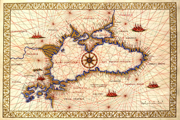 Древняя карта Чёрного моря (1553)