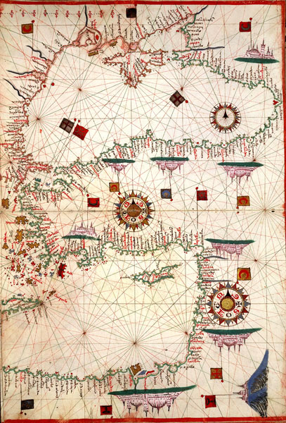 Старая карта Чёрного моря (1578)