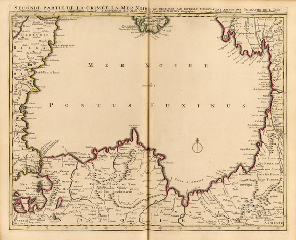 Винтажная карта Чёрного моря (1742)
