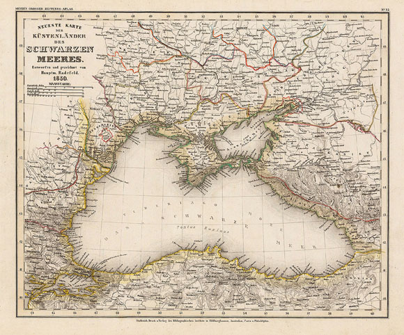 Дореволюционная карта Чёрного моря (1850)
