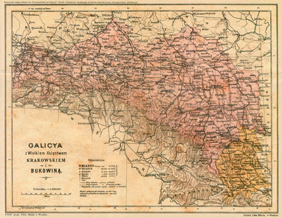 Старинная карта Галичины и Буковины (1919)