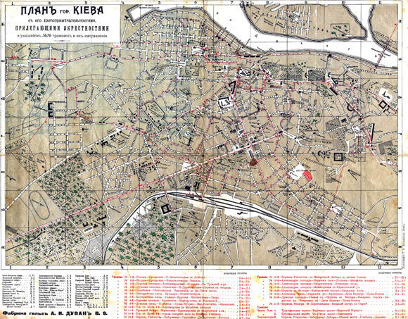 Старый план-карта города Киева (1913)