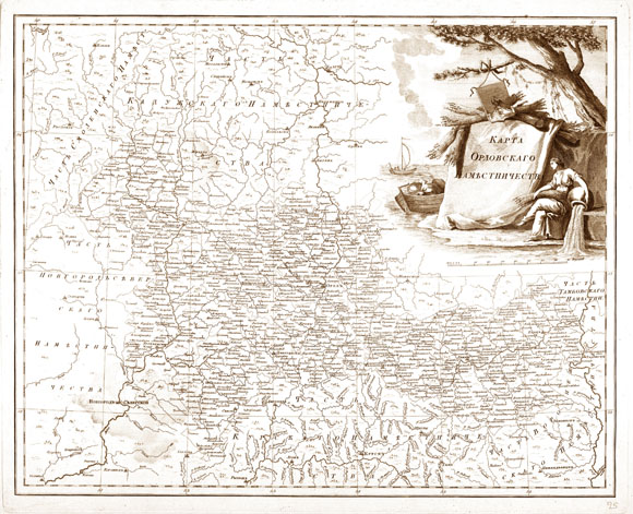 Старинная карта Орловского наместничества (1792)