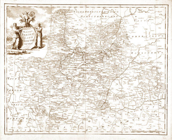 Старинная карта Пензенского наместничества (1792)