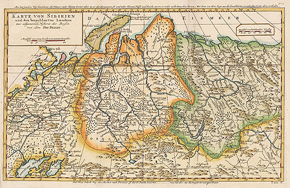 Старинная карта Сибири (1756) Российская Империя