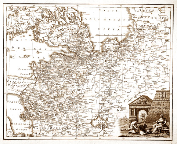 Старинная карта Санкт-Петербургской губернии (1792)