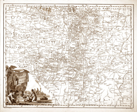 Старинная карта Тамбовского наместничества (1792)