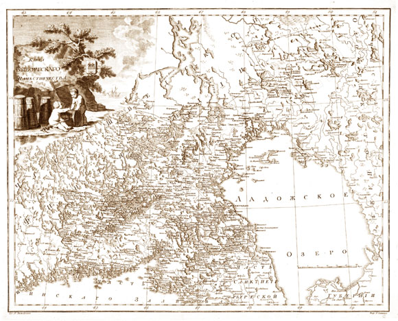 Старинная карта Выборгского наместничества (1792)