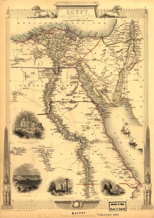 Карта Египта и Ближнего Востока (1851)