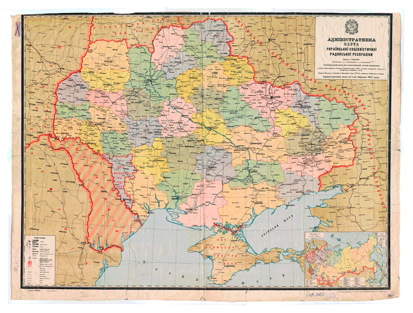 Административная карта УССР на 1 марта 1927 года