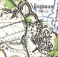 Село Борова на топографічній карті