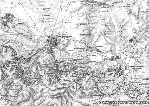 Змиевской Лиман и Сухой Лиман на карте Шуберта